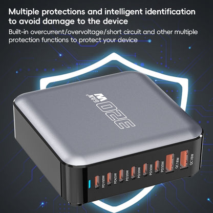 320W GaN 6 Type-C 2 USB Multi Ports Sharing Desktop Charger