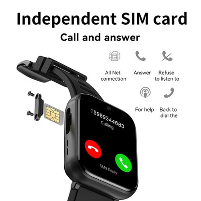 UNIWA DM66 4G Calling Smart Watch, 1.99 inch IPS Screen Android 9.0 Support WiFi GPS, 2GB+16GB, 4GB+64GB