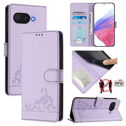 Cat Rat Embossed Pattern RFID Leather Phone Case with Lanyard, For Google Pixel 11 Pro XL, For Google Pixel 11 Pro / 11, For Google Pixel 10 Pro XL 5G Global, For Google Pixel 10 5G Global, For Google Pixel 9a