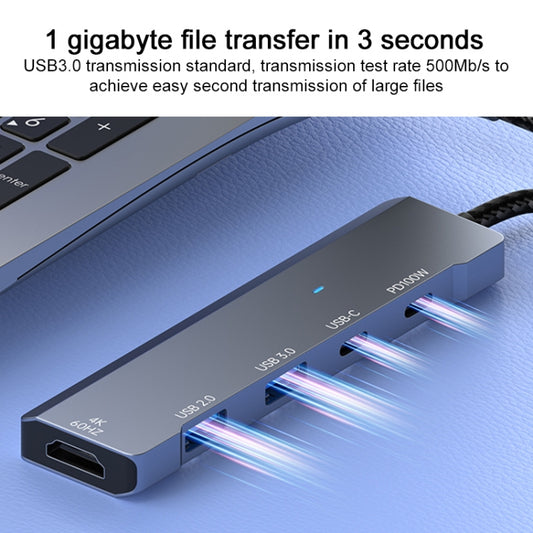 ADS-336 5 in 1 4K 60Hz HDMI, 2 x USB-C / Type-C, 2 x USB Multi-function HUB Expander, 5 in 1 (Dark Grey)