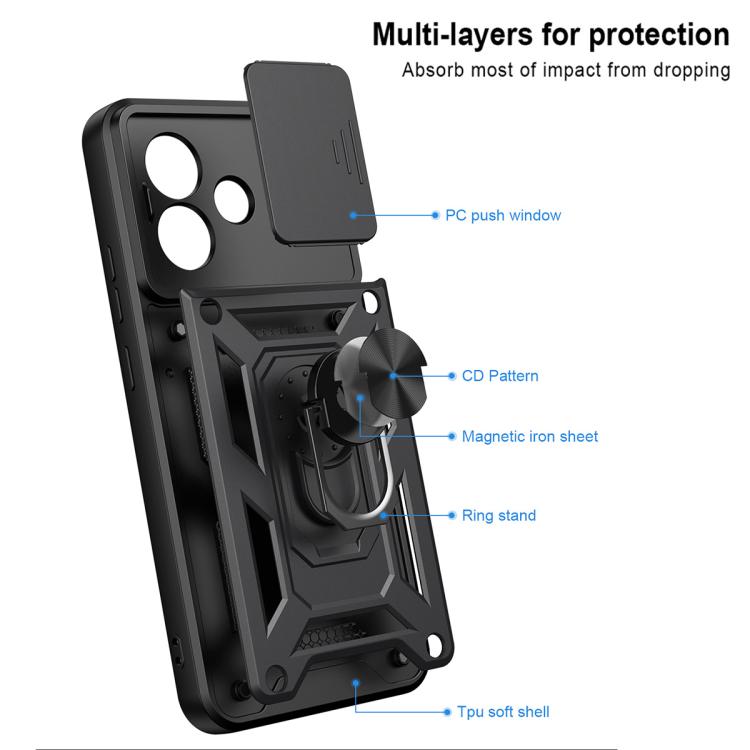 Sliding Camera Cover Design TPU+PC Phone Case, For Redmi Note 17 5G Global 169.7mm, For Redmi Note 17 Pro 5G Global 163.5mm, For Redmi 17 5G / 4G Global 170mm, For Redmi 17C 4G 171mm, For Redmi A7 Pro 4G / Poco C85x, For Redmi 15a 5G                   ...