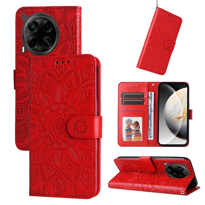 Embossed Sunflower Leather Phone Case, For Tecno Spark 40 5G / Spark Go 5G 2025, For Tecno Spark 40C, For Tecno Pova 7 Pro 5G, For Tecno Pova 7 5G, For Tecno Spark 40 Pro+ 4G, For Tecno Spark 40 Pro 4G, For Tecno Spark 40 4G, For Tecno Pova 7 Ultra 5G ...