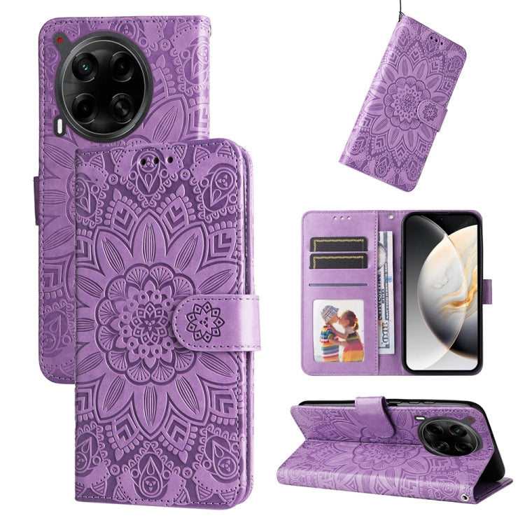 Embossed Sunflower Leather Phone Case, For Tecno Spark 40 5G / Spark Go 5G 2025, For Tecno Spark 40C, For Tecno Pova 7 Pro 5G, For Tecno Pova 7 5G, For Tecno Spark 40 Pro+ 4G, For Tecno Spark 40 Pro 4G, For Tecno Spark 40 4G, For Tecno Pova 7 Ultra 5G ...