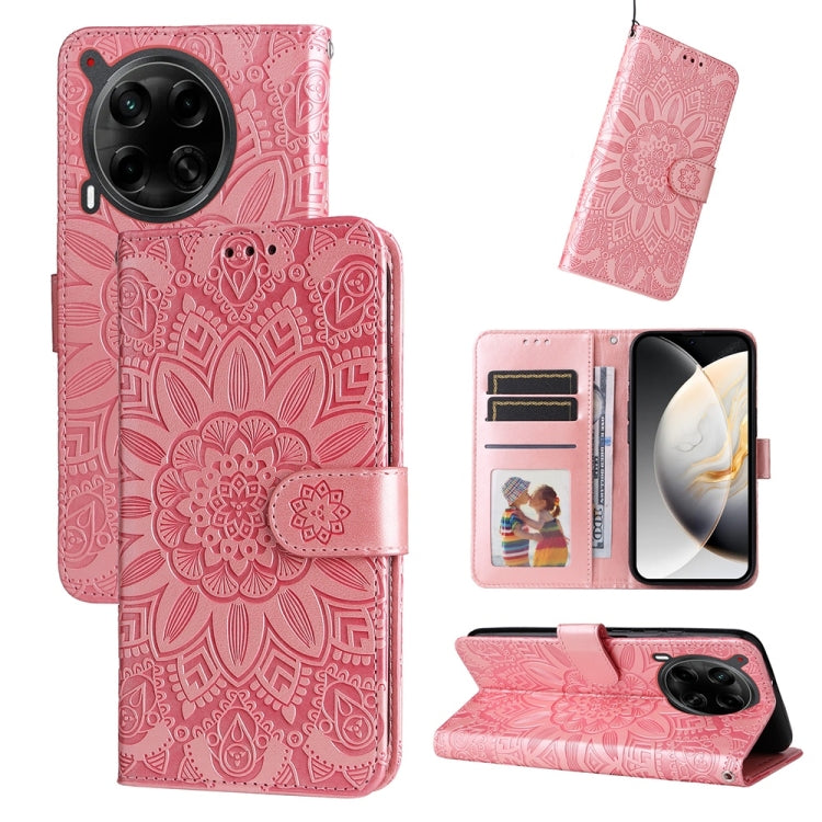 Embossed Sunflower Leather Phone Case, For Tecno Spark 40 5G / Spark Go 5G 2025, For Tecno Spark 40C, For Tecno Pova 7 Pro 5G, For Tecno Pova 7 5G, For Tecno Spark 40 Pro+ 4G, For Tecno Spark 40 Pro 4G, For Tecno Spark 40 4G, For Tecno Pova 7 Ultra 5G ...