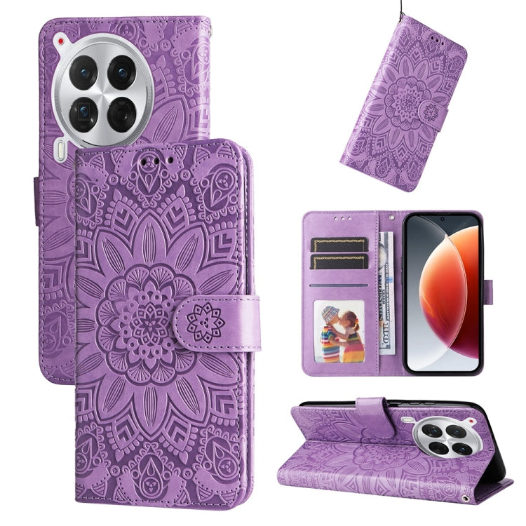 Embossed Sunflower Leather Phone Case, For Tecno Spark 40 5G / Spark Go 5G 2025, For Tecno Spark 40C, For Tecno Pova 7 Pro 5G, For Tecno Pova 7 5G, For Tecno Spark 40 Pro+ 4G, For Tecno Spark 40 Pro 4G, For Tecno Spark 40 4G, For Tecno Pova 7 Ultra 5G ...