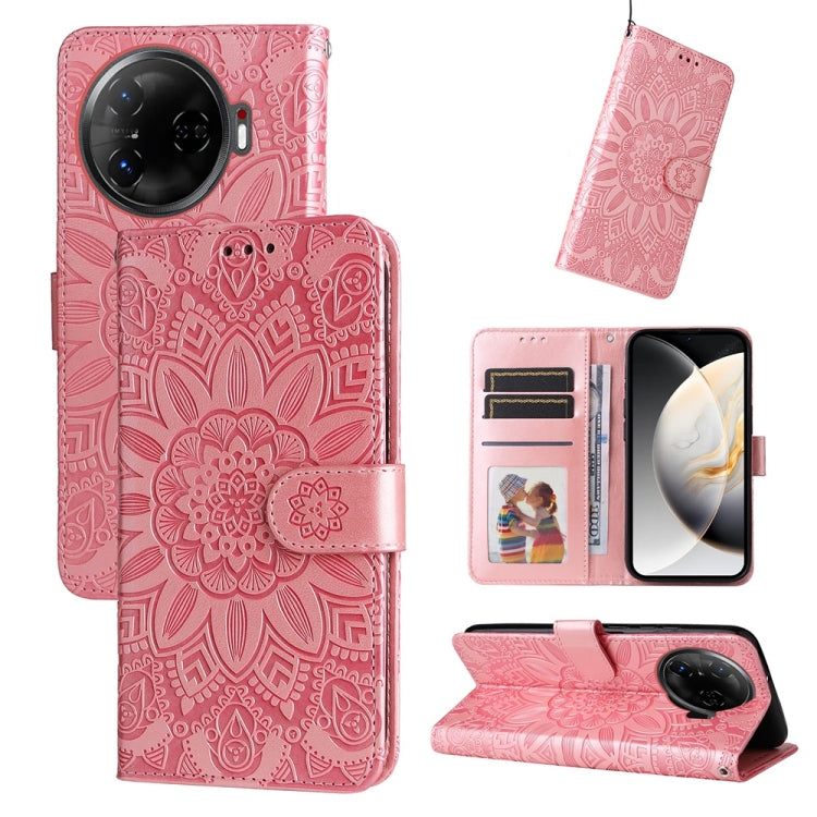 Embossed Sunflower Leather Phone Case, For Tecno Spark 40 5G / Spark Go 5G 2025, For Tecno Spark 40C, For Tecno Pova 7 Pro 5G, For Tecno Pova 7 5G, For Tecno Spark 40 Pro+ 4G, For Tecno Spark 40 Pro 4G, For Tecno Spark 40 4G, For Tecno Pova 7 Ultra 5G ...