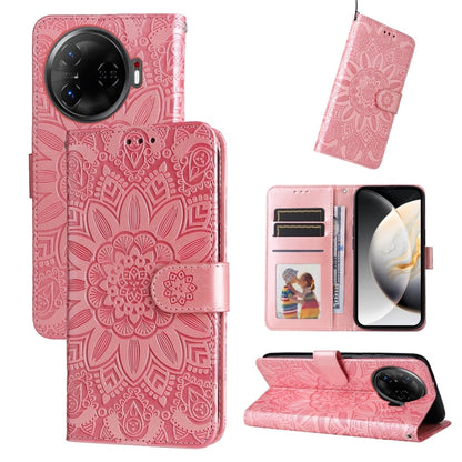 Embossed Sunflower Leather Phone Case, For Tecno Spark 40 5G / Spark Go 5G 2025, For Tecno Spark 40C, For Tecno Pova 7 Pro 5G, For Tecno Pova 7 5G, For Tecno Spark 40 Pro+ 4G, For Tecno Spark 40 Pro 4G, For Tecno Spark 40 4G, For Tecno Pova 7 Ultra 5G ...