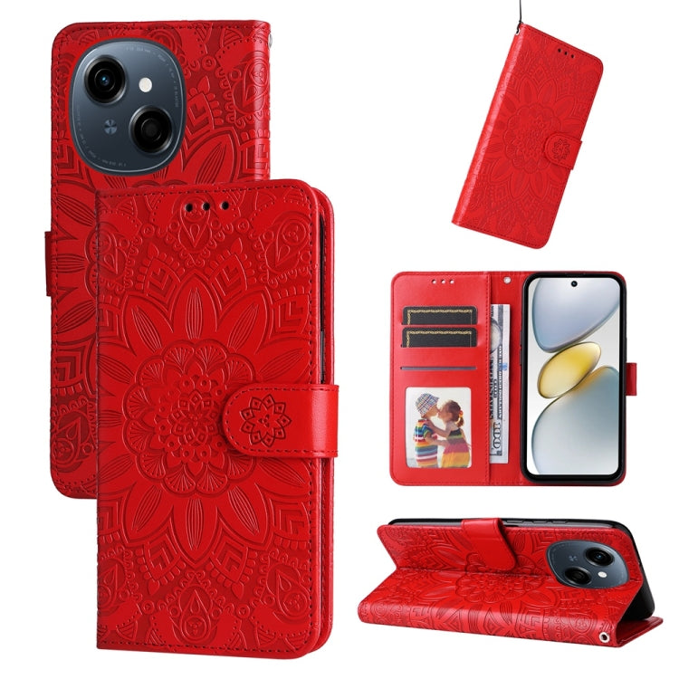 Embossed Sunflower Leather Phone Case, For Tecno Spark 40 5G / Spark Go 5G 2025, For Tecno Spark 40C, For Tecno Pova 7 Pro 5G, For Tecno Pova 7 5G, For Tecno Spark 40 Pro+ 4G, For Tecno Spark 40 Pro 4G, For Tecno Spark 40 4G, For Tecno Pova 7 Ultra 5G ...