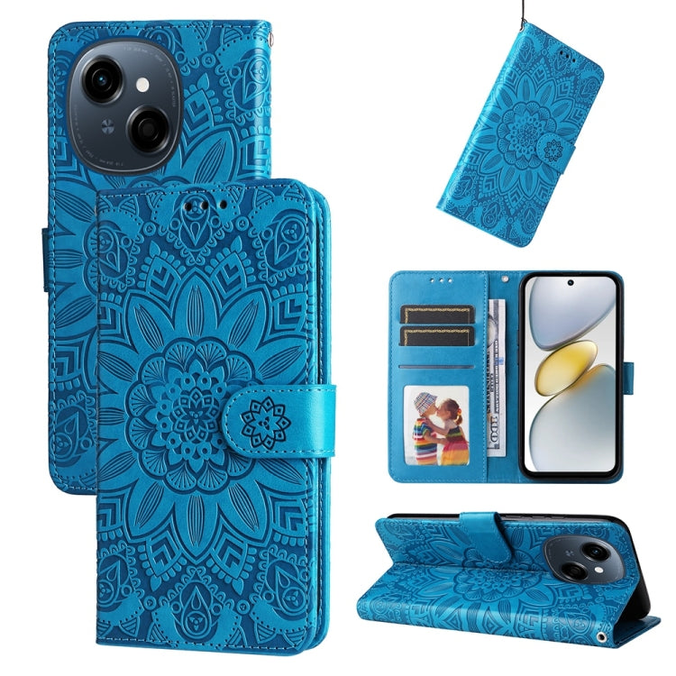 Embossed Sunflower Leather Phone Case, For Tecno Spark 40 5G / Spark Go 5G 2025, For Tecno Spark 40C, For Tecno Pova 7 Pro 5G, For Tecno Pova 7 5G, For Tecno Spark 40 Pro+ 4G, For Tecno Spark 40 Pro 4G, For Tecno Spark 40 4G, For Tecno Pova 7 Ultra 5G ...