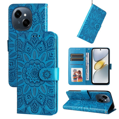 Embossed Sunflower Leather Phone Case, For Tecno Spark 40 5G / Spark Go 5G 2025, For Tecno Spark 40C, For Tecno Pova 7 Pro 5G, For Tecno Pova 7 5G, For Tecno Spark 40 Pro+ 4G, For Tecno Spark 40 Pro 4G, For Tecno Spark 40 4G, For Tecno Pova 7 Ultra 5G ...