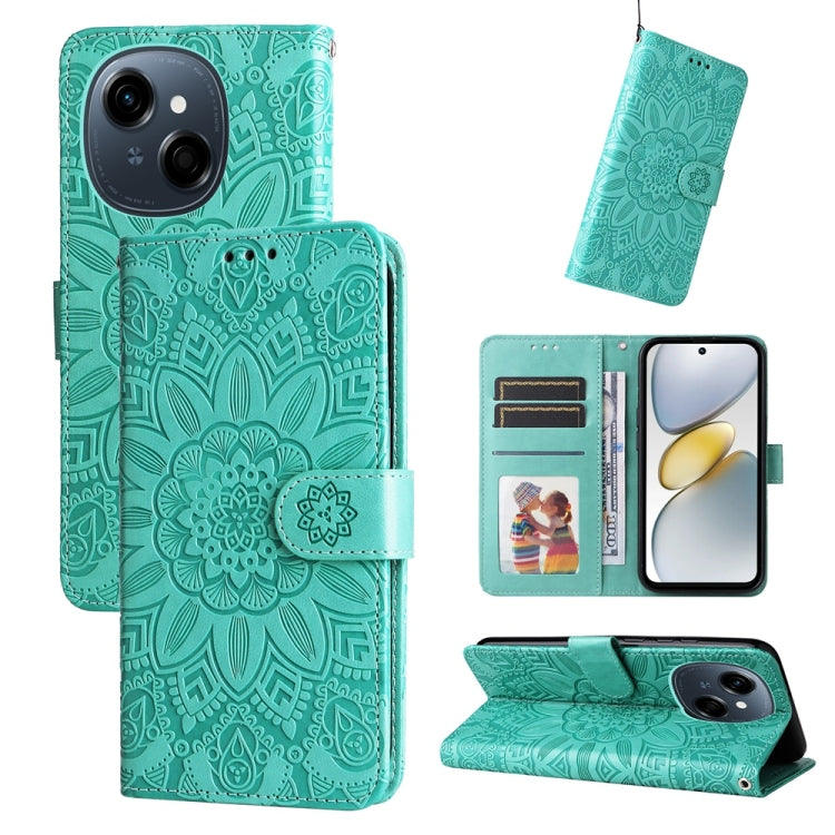 Embossed Sunflower Leather Phone Case, For Tecno Spark 40 5G / Spark Go 5G 2025, For Tecno Spark 40C, For Tecno Pova 7 Pro 5G, For Tecno Pova 7 5G, For Tecno Spark 40 Pro+ 4G, For Tecno Spark 40 Pro 4G, For Tecno Spark 40 4G, For Tecno Pova 7 Ultra 5G ...