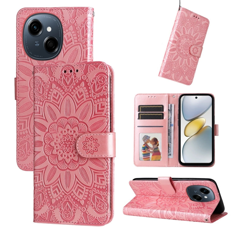 Embossed Sunflower Leather Phone Case, For Tecno Spark 40 5G / Spark Go 5G 2025, For Tecno Spark 40C, For Tecno Pova 7 Pro 5G, For Tecno Pova 7 5G, For Tecno Spark 40 Pro+ 4G, For Tecno Spark 40 Pro 4G, For Tecno Spark 40 4G, For Tecno Pova 7 Ultra 5G ...