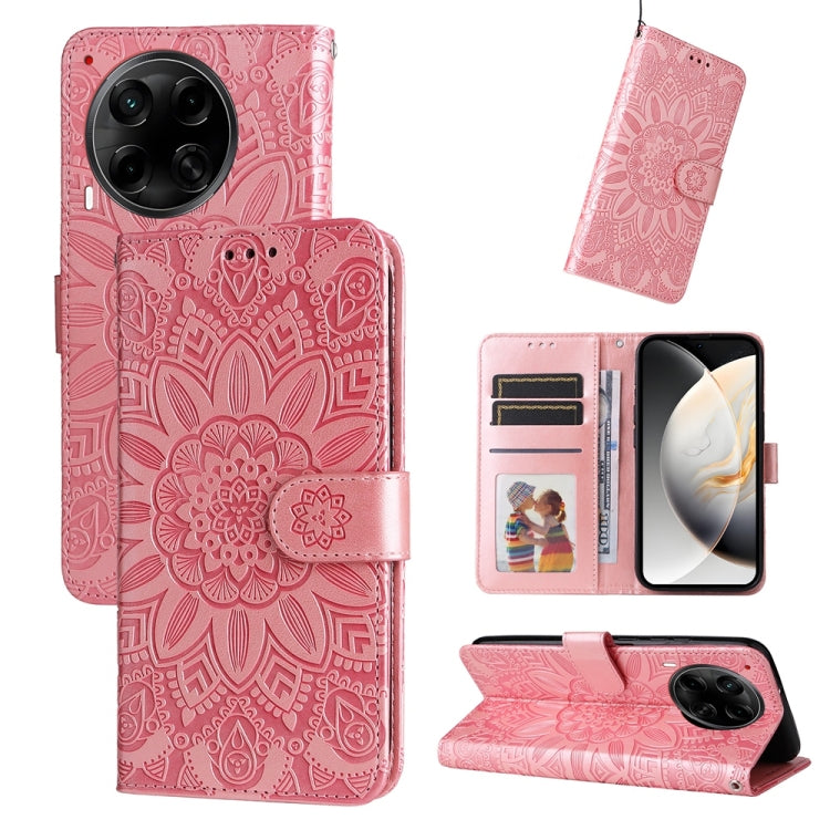 Embossed Sunflower Leather Phone Case, For Tecno Spark 40 5G / Spark Go 5G 2025, For Tecno Spark 40C, For Tecno Pova 7 Pro 5G, For Tecno Pova 7 5G, For Tecno Spark 40 Pro+ 4G, For Tecno Spark 40 Pro 4G, For Tecno Spark 40 4G, For Tecno Pova 7 Ultra 5G ...