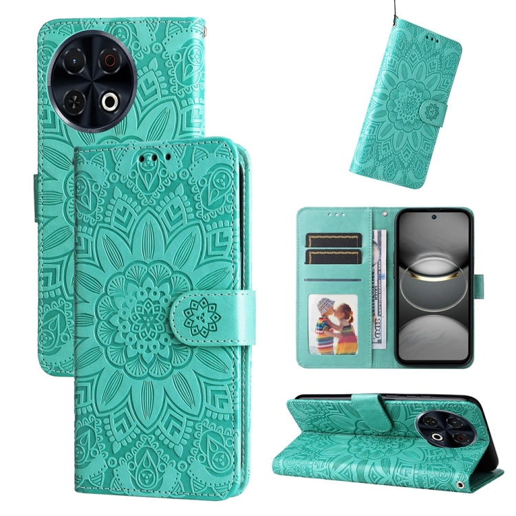 Embossed Sunflower Leather Phone Case, For Tecno Spark 40 5G / Spark Go 5G 2025, For Tecno Spark 40C, For Tecno Pova 7 Pro 5G, For Tecno Pova 7 5G, For Tecno Spark 40 Pro+ 4G, For Tecno Spark 40 Pro 4G, For Tecno Spark 40 4G, For Tecno Pova 7 Ultra 5G ...