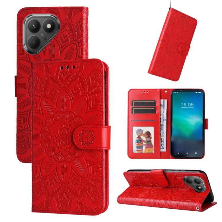 Embossed Sunflower Leather Phone Case, For Tecno Spark 40 5G / Spark Go 5G 2025, For Tecno Spark 40C, For Tecno Pova 7 Pro 5G, For Tecno Pova 7 5G, For Tecno Spark 40 Pro+ 4G, For Tecno Spark 40 Pro 4G, For Tecno Spark 40 4G, For Tecno Pova 7 Ultra 5G ...