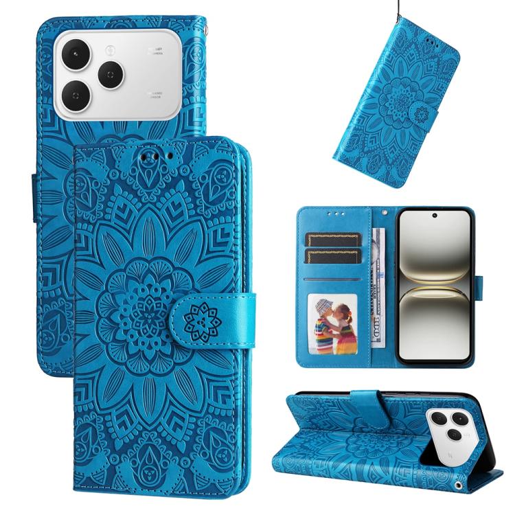 Embossed Sunflower Leather Phone Case, For Tecno Spark 40 5G / Spark Go 5G 2025, For Tecno Spark 40C, For Tecno Pova 7 Pro 5G, For Tecno Pova 7 5G, For Tecno Spark 40 Pro+ 4G, For Tecno Spark 40 Pro 4G, For Tecno Spark 40 4G, For Tecno Pova 7 Ultra 5G ...