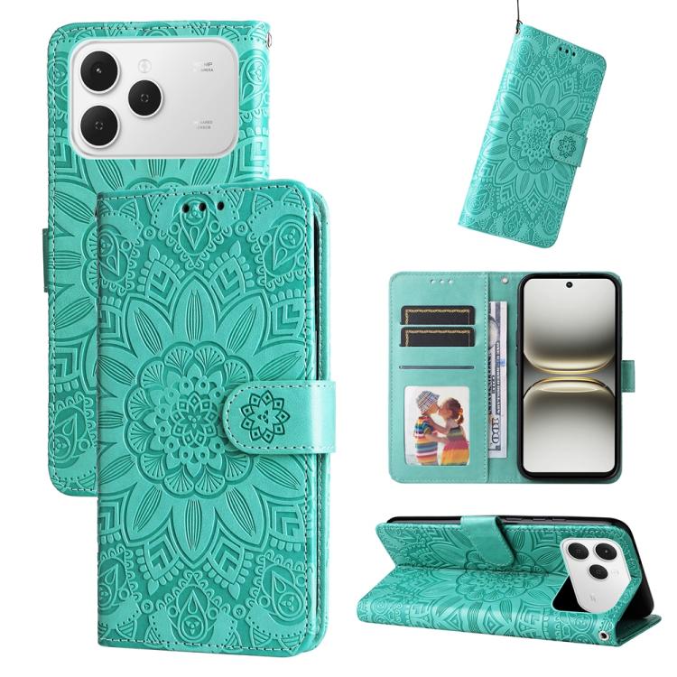 Embossed Sunflower Leather Phone Case, For Tecno Spark 40 5G / Spark Go 5G 2025, For Tecno Spark 40C, For Tecno Pova 7 Pro 5G, For Tecno Pova 7 5G, For Tecno Spark 40 Pro+ 4G, For Tecno Spark 40 Pro 4G, For Tecno Spark 40 4G, For Tecno Pova 7 Ultra 5G ...