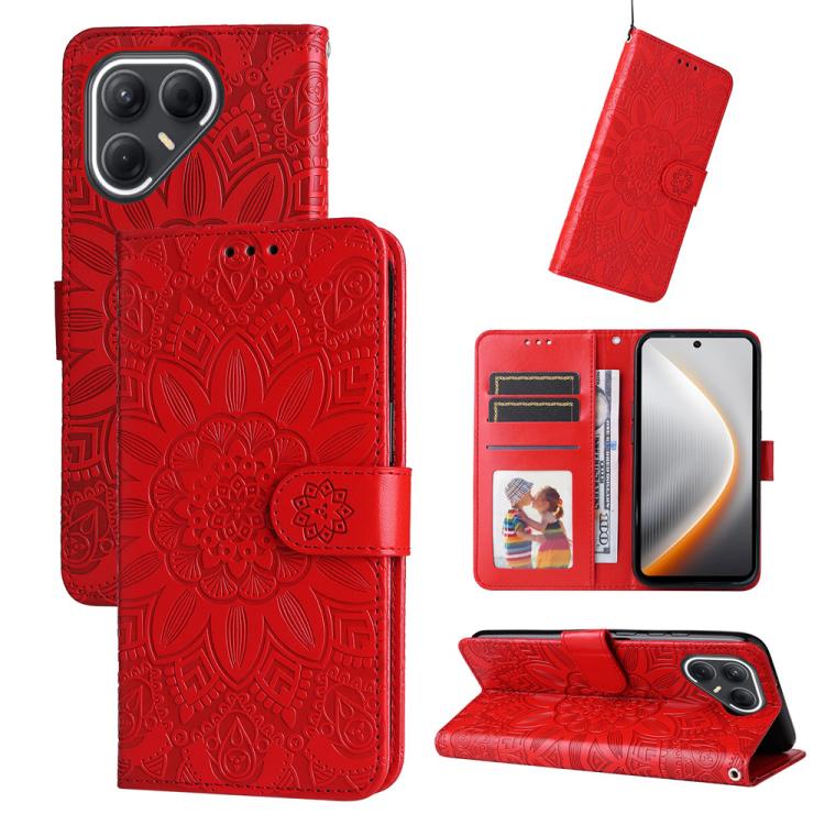 Embossed Sunflower Leather Phone Case, For Tecno Spark 40 5G / Spark Go 5G 2025, For Tecno Spark 40C, For Tecno Pova 7 Pro 5G, For Tecno Pova 7 5G, For Tecno Spark 40 Pro+ 4G, For Tecno Spark 40 Pro 4G, For Tecno Spark 40 4G, For Tecno Pova 7 Ultra 5G ...