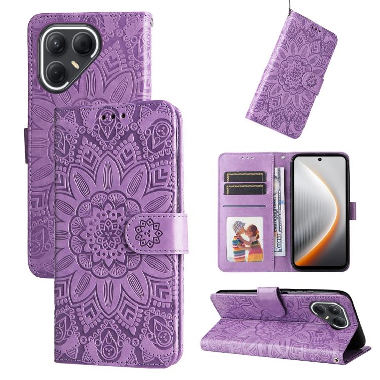 Embossed Sunflower Leather Phone Case, For Tecno Spark 40 5G / Spark Go 5G 2025, For Tecno Spark 40C, For Tecno Pova 7 Pro 5G, For Tecno Pova 7 5G, For Tecno Spark 40 Pro+ 4G, For Tecno Spark 40 Pro 4G, For Tecno Spark 40 4G, For Tecno Pova 7 Ultra 5G ...