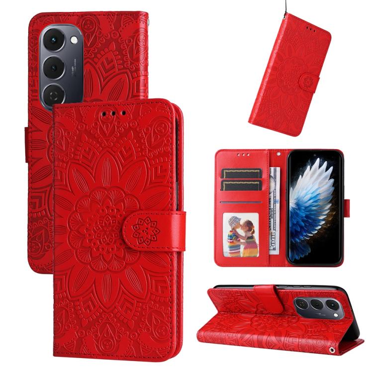 Embossed Sunflower Leather Phone Case, For Tecno Spark 40 5G / Spark Go 5G 2025, For Tecno Spark 40C, For Tecno Pova 7 Pro 5G, For Tecno Pova 7 5G, For Tecno Spark 40 Pro+ 4G, For Tecno Spark 40 Pro 4G, For Tecno Spark 40 4G, For Tecno Pova 7 Ultra 5G ...