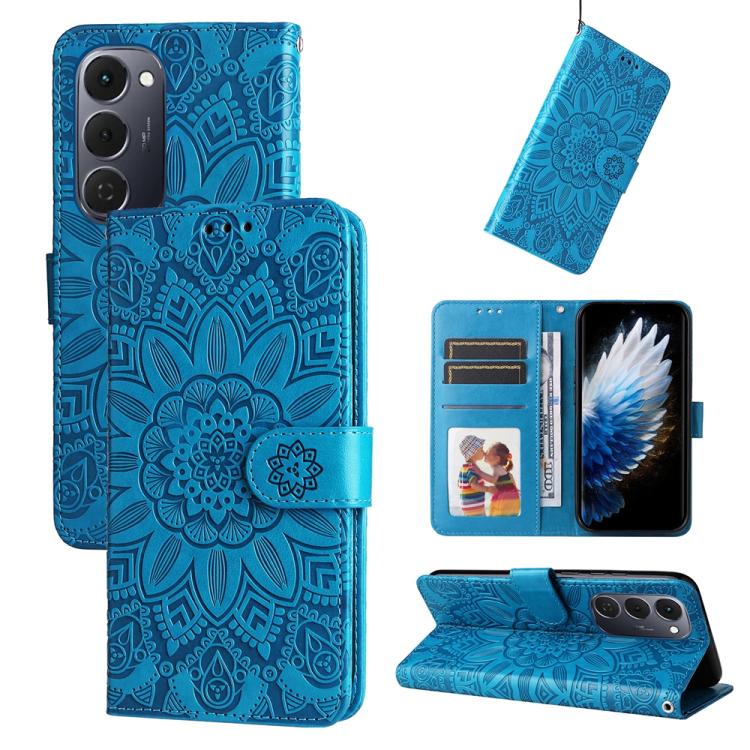 Embossed Sunflower Leather Phone Case, For Tecno Spark 40 5G / Spark Go 5G 2025, For Tecno Spark 40C, For Tecno Pova 7 Pro 5G, For Tecno Pova 7 5G, For Tecno Spark 40 Pro+ 4G, For Tecno Spark 40 Pro 4G, For Tecno Spark 40 4G, For Tecno Pova 7 Ultra 5G ...