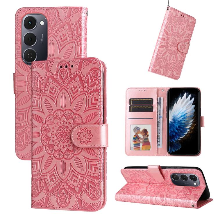 Embossed Sunflower Leather Phone Case, For Tecno Spark 40 5G / Spark Go 5G 2025, For Tecno Spark 40C, For Tecno Pova 7 Pro 5G, For Tecno Pova 7 5G, For Tecno Spark 40 Pro+ 4G, For Tecno Spark 40 Pro 4G, For Tecno Spark 40 4G, For Tecno Pova 7 Ultra 5G ...