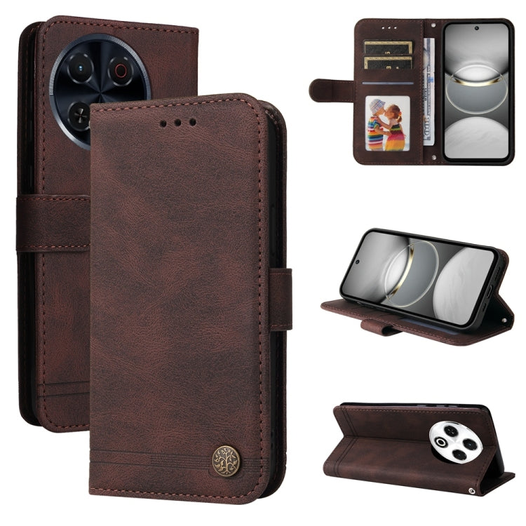 Skin Feel Life Tree Metal Button Leather Phone Case, For Tecno Spark 40 5G / Spark Go 5G 2025, For Tecno Spark 40C, For Tecno Pova 7 Pro 5G, For Tecno Pova 7 5G, For Tecno Spark 40 Pro+ 4G, For Tecno Spark 40 Pro  4G, For Tecno Spark 40 4G             ...