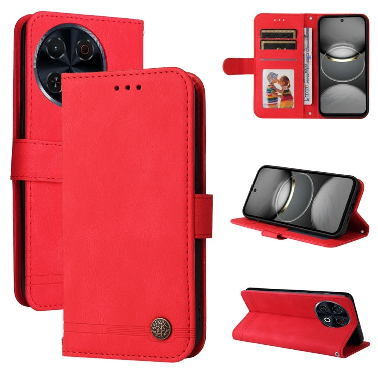 Skin Feel Life Tree Metal Button Leather Phone Case, For Tecno Spark 40 5G / Spark Go 5G 2025, For Tecno Spark 40C, For Tecno Pova 7 Pro 5G, For Tecno Pova 7 5G, For Tecno Spark 40 Pro+ 4G, For Tecno Spark 40 Pro  4G, For Tecno Spark 40 4G             ...