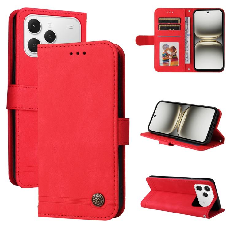 Skin Feel Life Tree Metal Button Leather Phone Case, For Tecno Spark 40 5G / Spark Go 5G 2025, For Tecno Spark 40C, For Tecno Pova 7 Pro 5G, For Tecno Pova 7 5G, For Tecno Spark 40 Pro+ 4G, For Tecno Spark 40 Pro  4G, For Tecno Spark 40 4G             ...