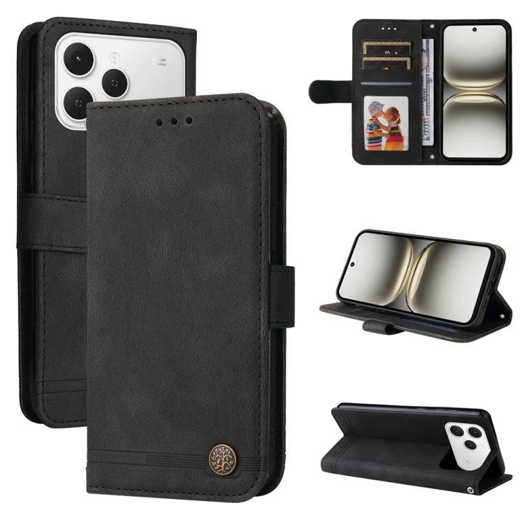 Skin Feel Life Tree Metal Button Leather Phone Case, For Tecno Spark 40 5G / Spark Go 5G 2025, For Tecno Spark 40C, For Tecno Pova 7 Pro 5G, For Tecno Pova 7 5G, For Tecno Spark 40 Pro+ 4G, For Tecno Spark 40 Pro  4G, For Tecno Spark 40 4G             ...