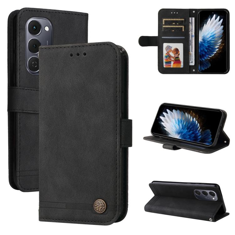 Skin Feel Life Tree Metal Button Leather Phone Case, For Tecno Spark 40 5G / Spark Go 5G 2025, For Tecno Spark 40C, For Tecno Pova 7 Pro 5G, For Tecno Pova 7 5G, For Tecno Spark 40 Pro+ 4G, For Tecno Spark 40 Pro  4G, For Tecno Spark 40 4G             ...