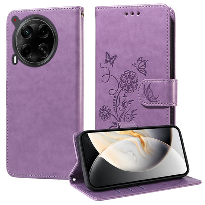 Embossed Butterfly Flowers Leather Phone Case, For Tecno Spark 40 5G / Spark Go 5G 2025, For Tecno Spark 40C, For Tecno Pova 7 Pro 5G, For Tecno Pova 7 5G, For Tecno Spark 40 Pro+ 4G, For Tecno Spark 40 Pro  4G, For Tecno Spark 40 4G                   ...