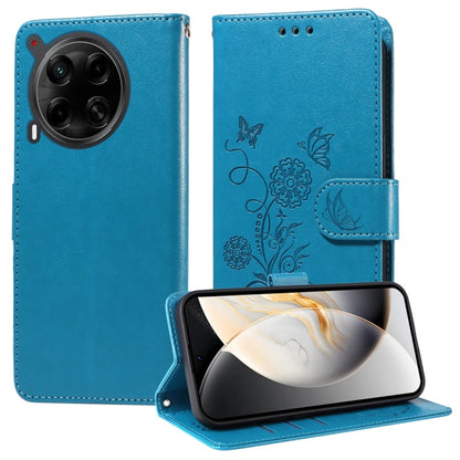 Embossed Butterfly Flowers Leather Phone Case, For Tecno Spark 40 5G / Spark Go 5G 2025, For Tecno Spark 40C, For Tecno Pova 7 Pro 5G, For Tecno Pova 7 5G, For Tecno Spark 40 Pro+ 4G, For Tecno Spark 40 Pro  4G, For Tecno Spark 40 4G                   ...