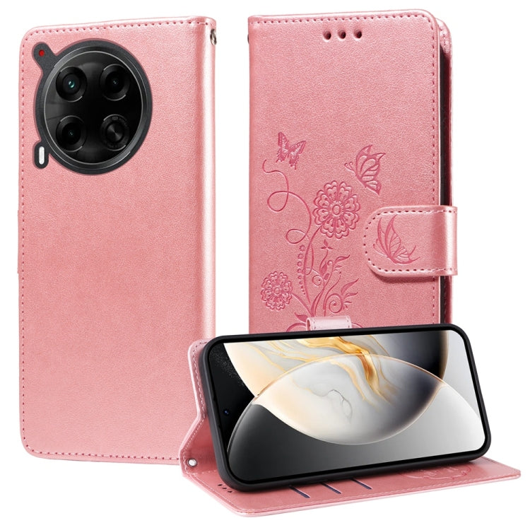 Embossed Butterfly Flowers Leather Phone Case, For Tecno Spark 40 5G / Spark Go 5G 2025, For Tecno Spark 40C, For Tecno Pova 7 Pro 5G, For Tecno Pova 7 5G, For Tecno Spark 40 Pro+ 4G, For Tecno Spark 40 Pro  4G, For Tecno Spark 40 4G                   ...