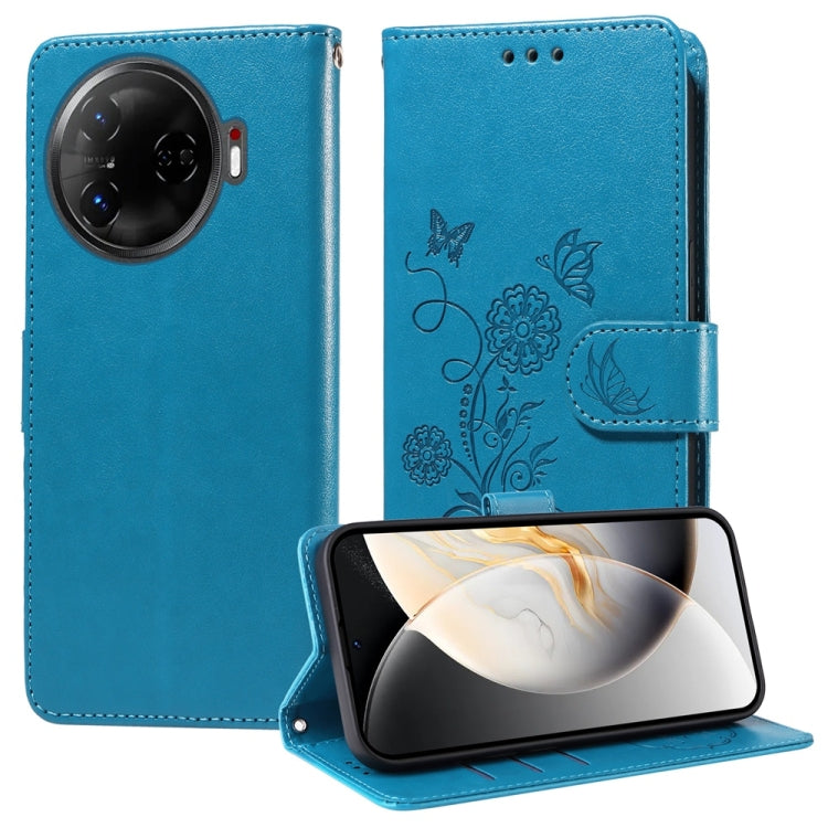 Embossed Butterfly Flowers Leather Phone Case, For Tecno Spark 40 5G / Spark Go 5G 2025, For Tecno Spark 40C, For Tecno Pova 7 Pro 5G, For Tecno Pova 7 5G, For Tecno Spark 40 Pro+ 4G, For Tecno Spark 40 Pro  4G, For Tecno Spark 40 4G                   ...