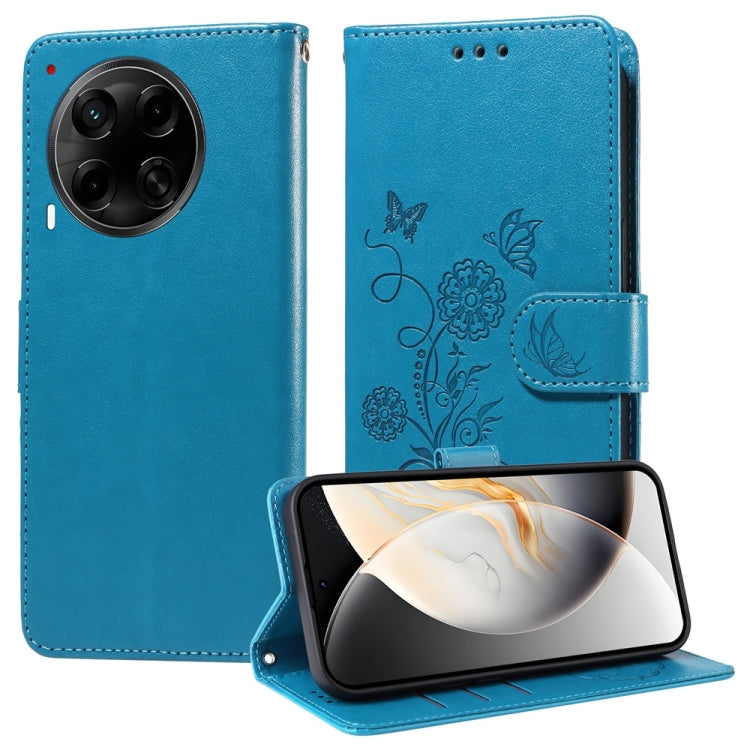 Embossed Butterfly Flowers Leather Phone Case, For Tecno Spark 40 5G / Spark Go 5G 2025, For Tecno Spark 40C, For Tecno Pova 7 Pro 5G, For Tecno Pova 7 5G, For Tecno Spark 40 Pro+ 4G, For Tecno Spark 40 Pro  4G, For Tecno Spark 40 4G                   ...