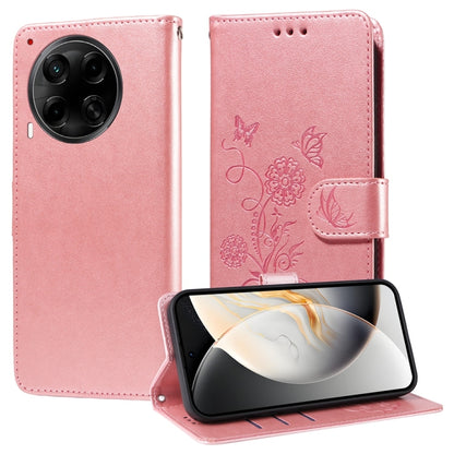 Embossed Butterfly Flowers Leather Phone Case, For Tecno Spark 40 5G / Spark Go 5G 2025, For Tecno Spark 40C, For Tecno Pova 7 Pro 5G, For Tecno Pova 7 5G, For Tecno Spark 40 Pro+ 4G, For Tecno Spark 40 Pro  4G, For Tecno Spark 40 4G                   ...