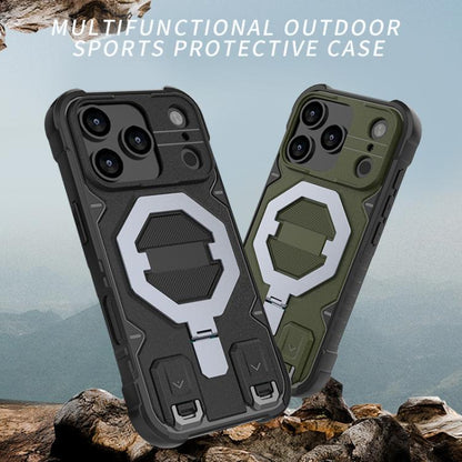 Camera Shield Armor MagSafe Holder Phone Case with Strap, For iPhone 18 Pro / 17 Pro, For iPhone 18 Pro Max / 17 Pro Max, For iPhone 17, For iPhone 17 Air, For iPhone 16 Pro Max, For iPhone 16 Pro, For iPhone 16 Plus, For iPhone 16, For iPhone 15 Pro M...