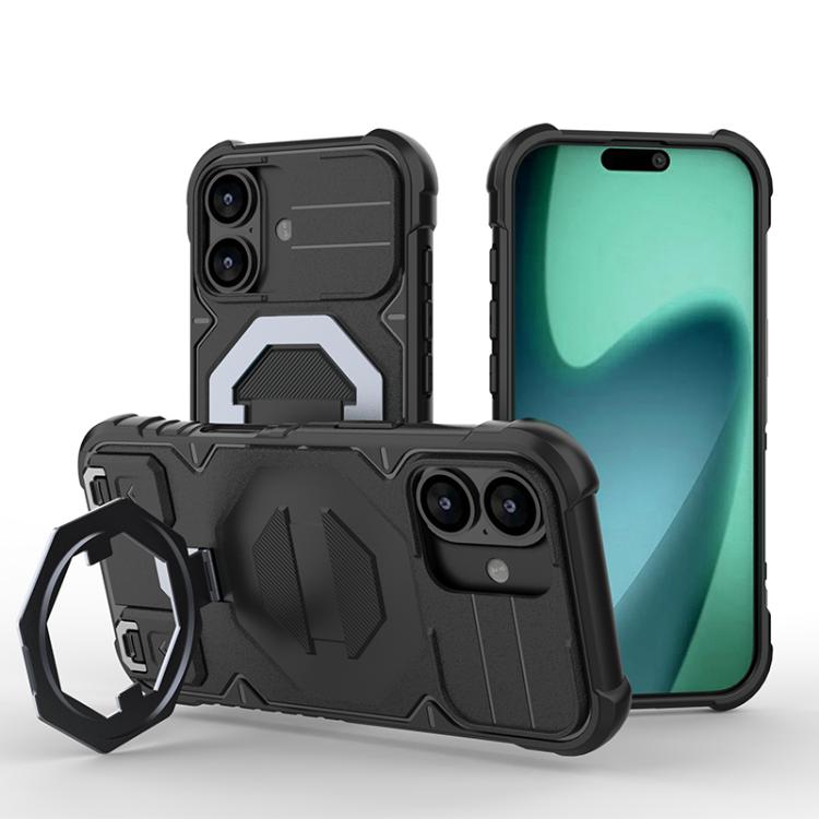 Camera Shield Armor MagSafe Holder Phone Case with Strap, For iPhone 18 Pro / 17 Pro, For iPhone 18 Pro Max / 17 Pro Max, For iPhone 17, For iPhone 17 Air, For iPhone 16 Pro Max, For iPhone 16 Pro, For iPhone 16 Plus, For iPhone 16, For iPhone 15 Pro M...