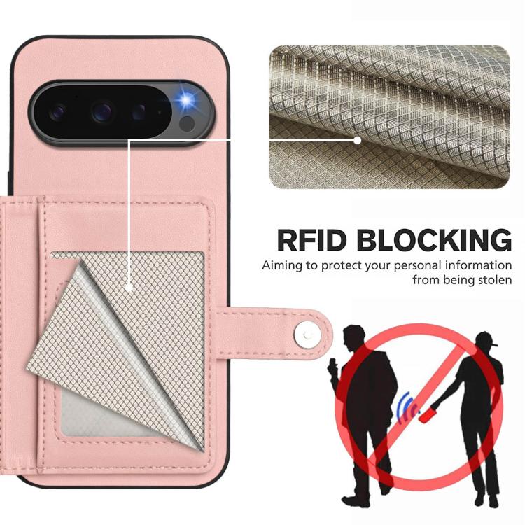 Button Card Bag RFID Anti-theft Phone Case, For Google Pixel 10 Pro XL, For Google Pixel 10 / 10 Pro, For Google Pixel 9 Pro, For Google Pixel 9, For Google Pixel 8a, For Google Pixel 8 Pro, For Google Pixel 8