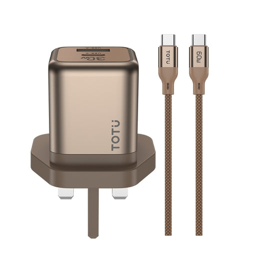 TOTUDESIGN HC-9 30W USB-A to Type-C GaN Fast Charger, UK Plug with Type-C to Type-C Cable, UK Plug with Type-C to 8 Pin Cable