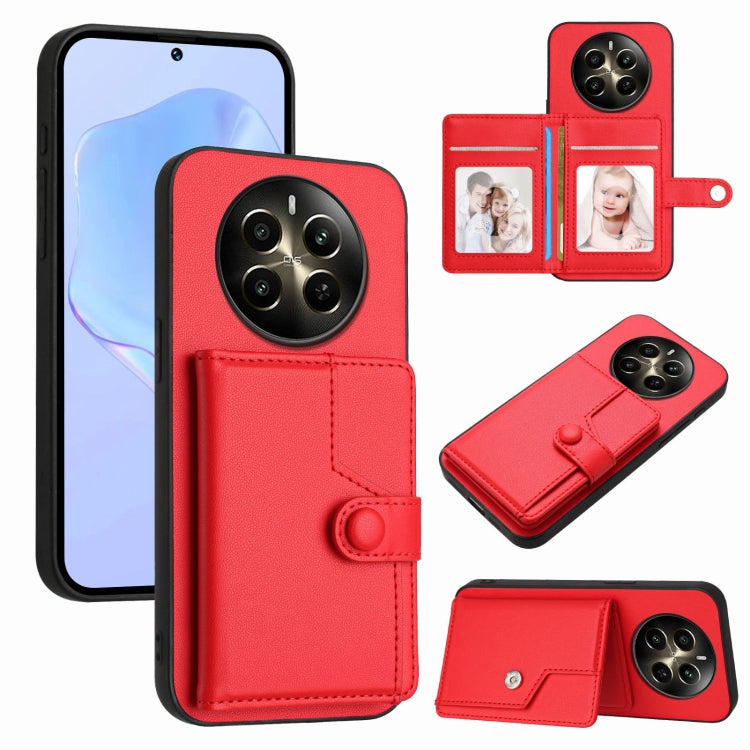 Button Card Bag RFID Anti-theft Phone Case, For Realme 14, For Realme 14 Pro+, For Realme 14 Pro, For Realme 13 Pro / 13 Pro+ 5G, For Realme GT Neo6 SE, For Realme 12 Pro+ / 12 Pro, For Realme 12+ 5G / P1 5G