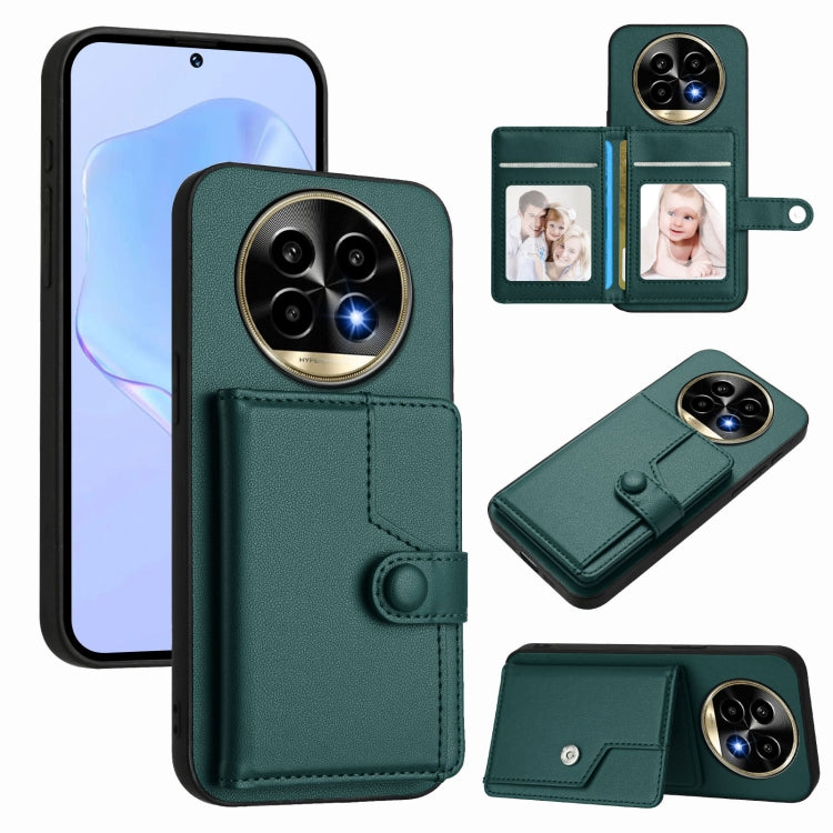 Button Card Bag RFID Anti-theft Phone Case, For Realme 14, For Realme 14 Pro+, For Realme 14 Pro, For Realme 13 Pro / 13 Pro+ 5G, For Realme GT Neo6 SE, For Realme 12 Pro+ / 12 Pro, For Realme 12+ 5G / P1 5G