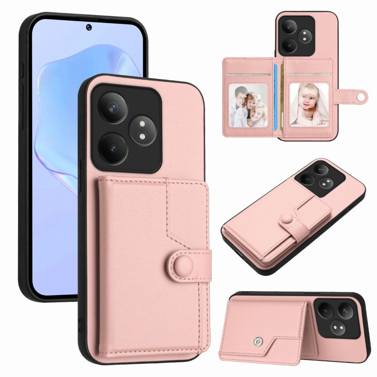 Button Card Bag RFID Anti-theft Phone Case, For Realme 14, For Realme 14 Pro+, For Realme 14 Pro, For Realme 13 Pro / 13 Pro+ 5G, For Realme GT Neo6 SE, For Realme 12 Pro+ / 12 Pro, For Realme 12+ 5G / P1 5G