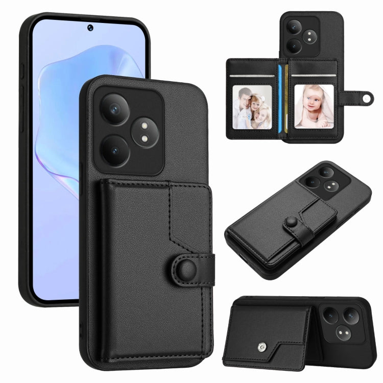 Button Card Bag RFID Anti-theft Phone Case, For Realme 14, For Realme 14 Pro+, For Realme 14 Pro, For Realme 13 Pro / 13 Pro+ 5G, For Realme GT Neo6 SE, For Realme 12 Pro+ / 12 Pro, For Realme 12+ 5G / P1 5G