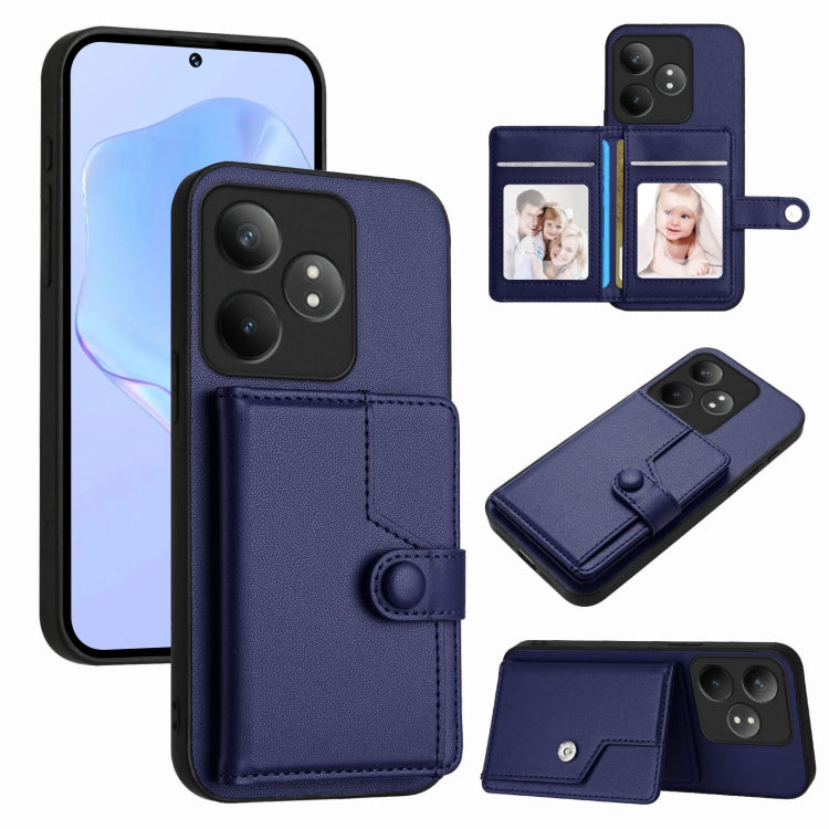 Button Card Bag RFID Anti-theft Phone Case, For Realme 14, For Realme 14 Pro+, For Realme 14 Pro, For Realme 13 Pro / 13 Pro+ 5G, For Realme GT Neo6 SE, For Realme 12 Pro+ / 12 Pro, For Realme 12+ 5G / P1 5G