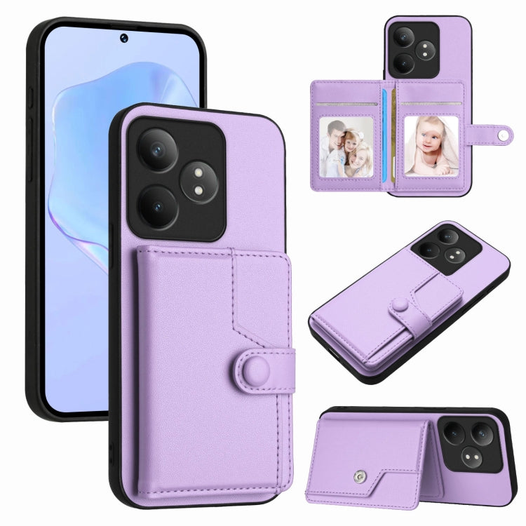 Button Card Bag RFID Anti-theft Phone Case, For Realme 14, For Realme 14 Pro+, For Realme 14 Pro, For Realme 13 Pro / 13 Pro+ 5G, For Realme GT Neo6 SE, For Realme 12 Pro+ / 12 Pro, For Realme 12+ 5G / P1 5G