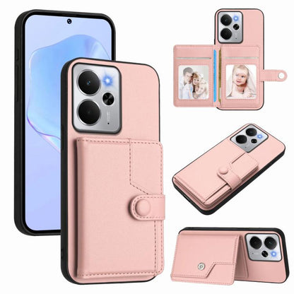 Button Card Bag RFID Anti-theft Phone Case, For Realme 14, For Realme 14 Pro+, For Realme 14 Pro, For Realme 13 Pro / 13 Pro+ 5G, For Realme GT Neo6 SE, For Realme 12 Pro+ / 12 Pro, For Realme 12+ 5G / P1 5G
