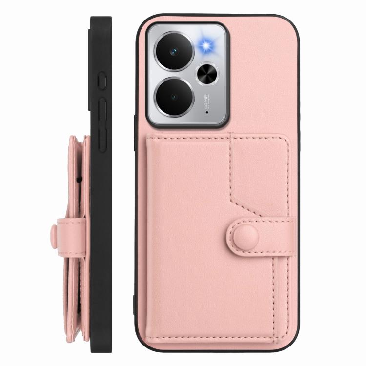 Button Card Bag RFID Anti-theft Phone Case, For Realme 14, For Realme 14 Pro+, For Realme 14 Pro, For Realme 13 Pro / 13 Pro+ 5G, For Realme GT Neo6 SE, For Realme 12 Pro+ / 12 Pro, For Realme 12+ 5G / P1 5G