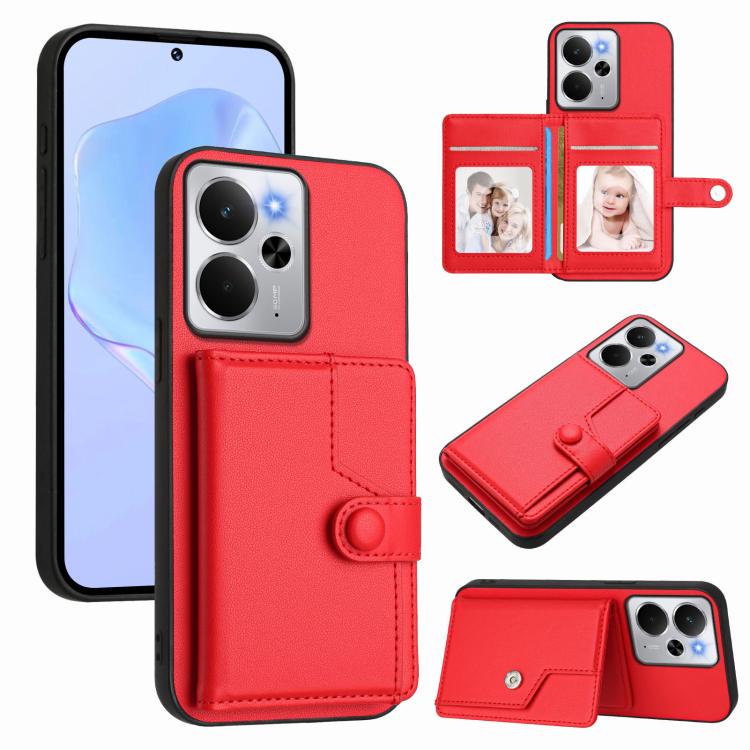 Button Card Bag RFID Anti-theft Phone Case, For Realme 14, For Realme 14 Pro+, For Realme 14 Pro, For Realme 13 Pro / 13 Pro+ 5G, For Realme GT Neo6 SE, For Realme 12 Pro+ / 12 Pro, For Realme 12+ 5G / P1 5G